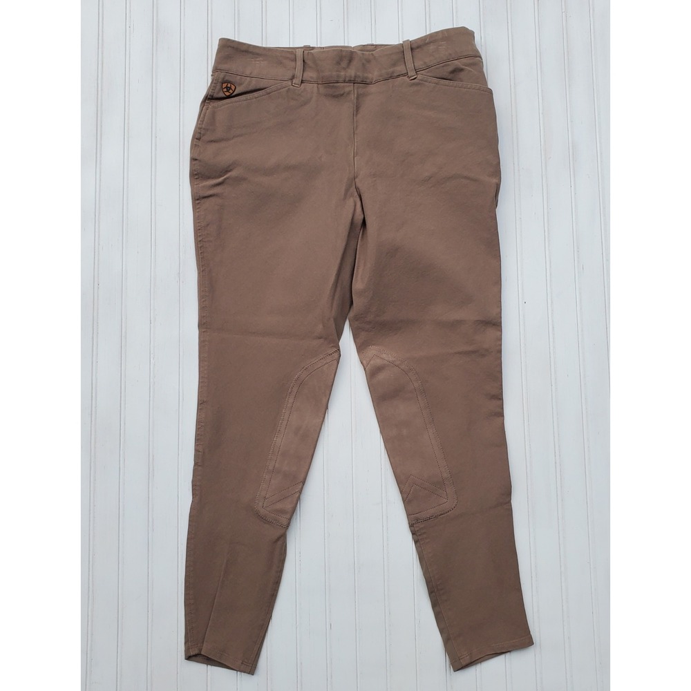 Ariat Sport Womens 30L Brown Equestrian Riding Breeches Side Zip Knee Patch